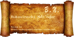 Bukovinszki Nándor névjegykártya