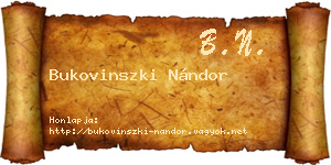 Bukovinszki Nándor névjegykártya